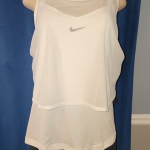 Tank top with mesh overlay